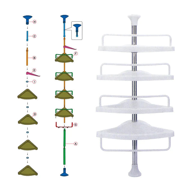 ชั้นวางของสแตนเลสหลายชั้นในห้องน้ำ | Rustproof Shower Caddy Corner for Bathroom