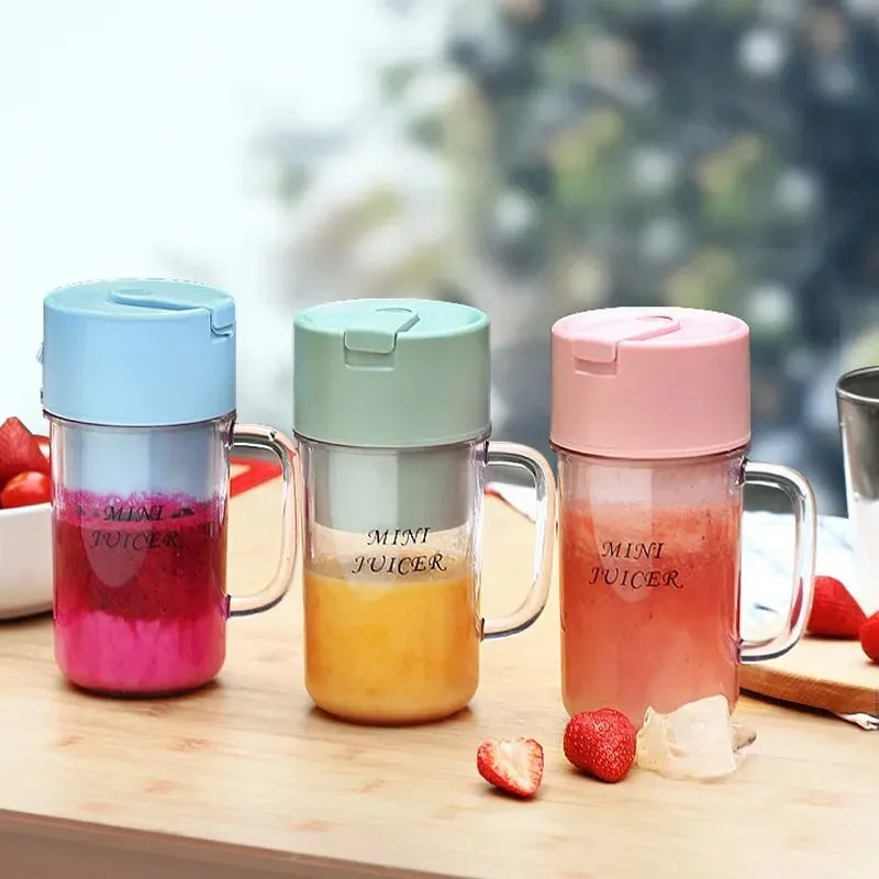 แก้วปั่นน้ำผลไม้ ใบมีด 6 ใบ (พร้อมหลอดดูด) | Portable Electric Juicer Cup